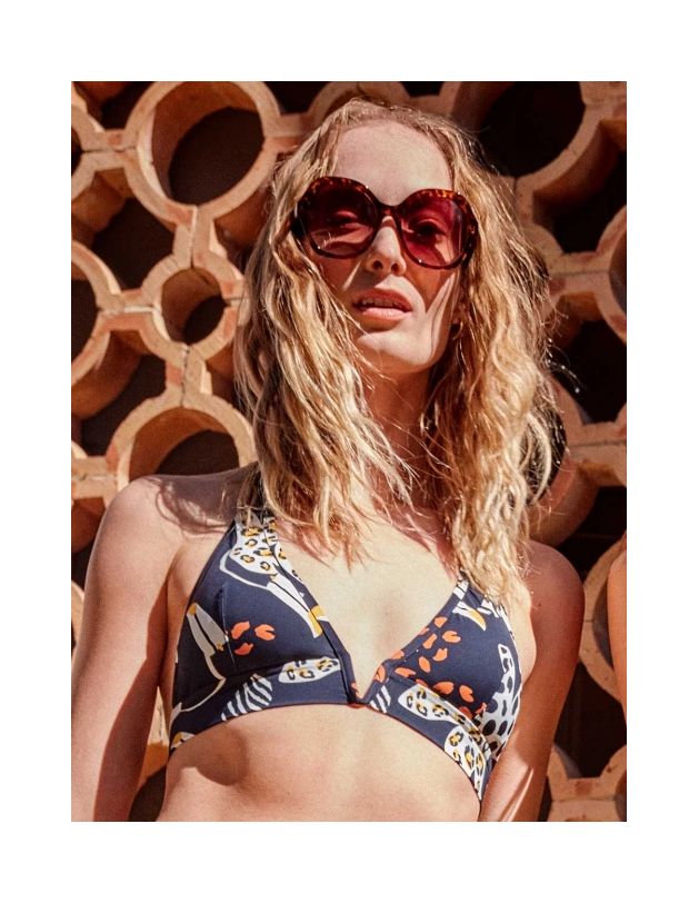 Top bikini halter tejido estampado gisela