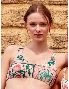 Top bikini sin aro estampado mosaico gisela