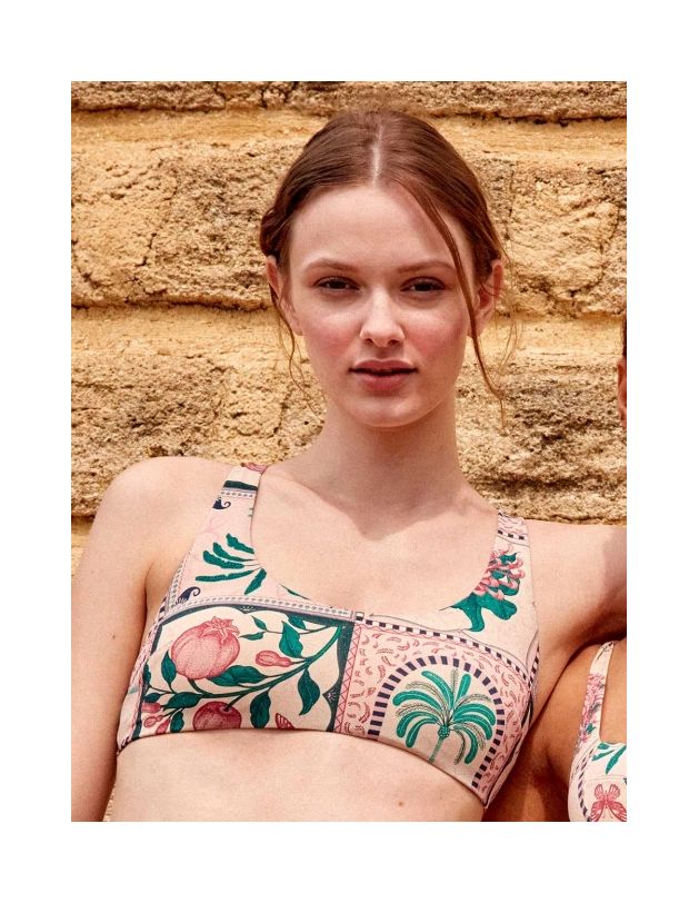Top bikini sin aro estampado mosaico gisela