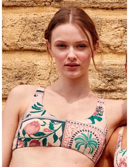 Top bikini sin aro estampado mosaico gisela