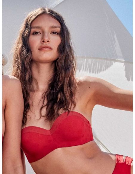 Top bikini bandeau aro silicona jacquard gisela