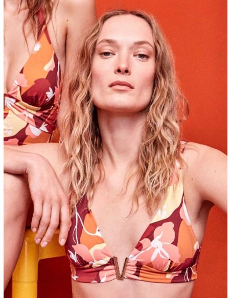 Top bikini triangular estampado geométrico gisela