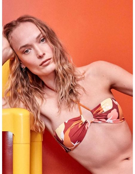 Top bikini bandeau retro geométrico sin aron gisela