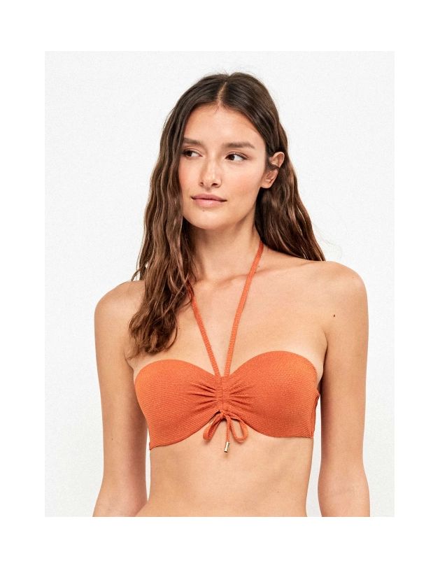 Top bikini bandeau desmontable piqué lurex...