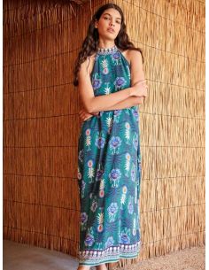 Vestido halter estampado piñas gisela