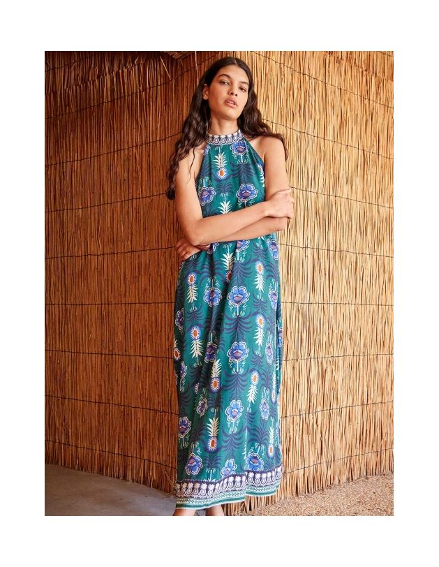 Vestido halter estampado piñas gisela