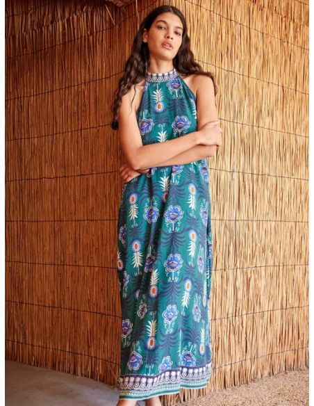 Vestido halter estampado piñas gisela