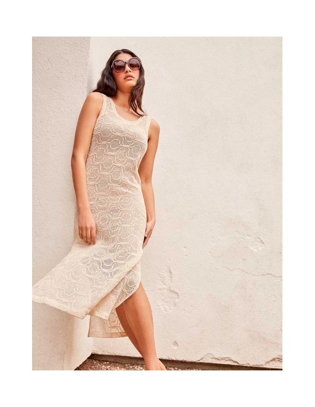 Vestido recto en tejido tipo crochet gisela