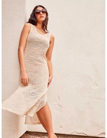 Vestido recto en tejido tipo crochet gisela