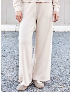 Pantalón recto felpa elástica