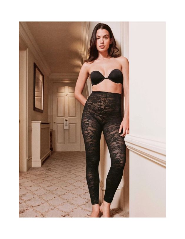 Legging largo moldeador de encaje floral