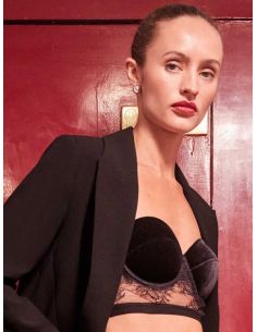 Bustier desmontable con encaje y terciopelo