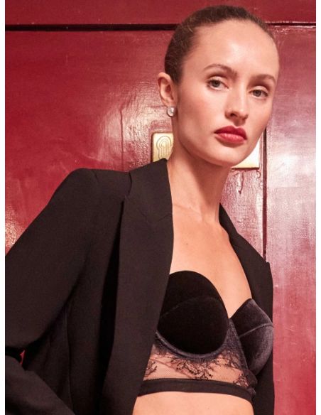 Bustier desmontable con encaje y terciopelo