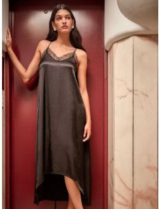 Vestido largo lencero satinado