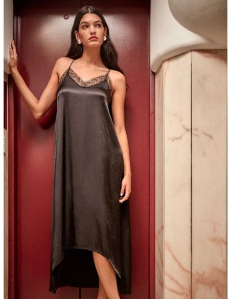 Vestido largo lencero satinado