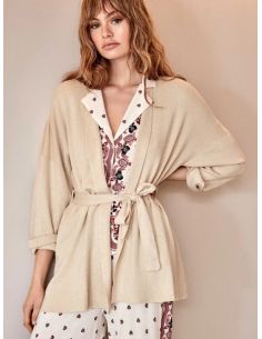 Bata midi Hearts beige con viscosa