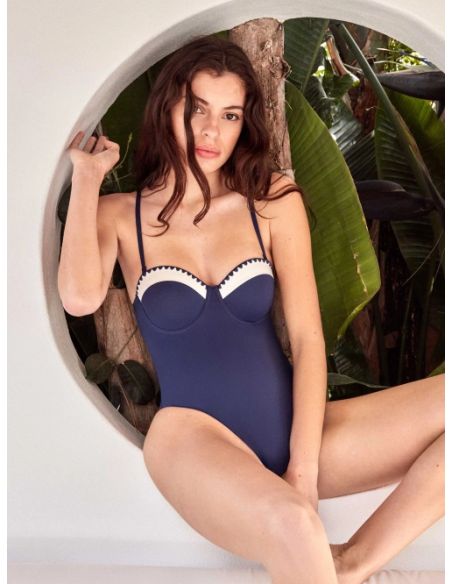 Bañador bandeau New Marine con aro tira desmontable azul marino