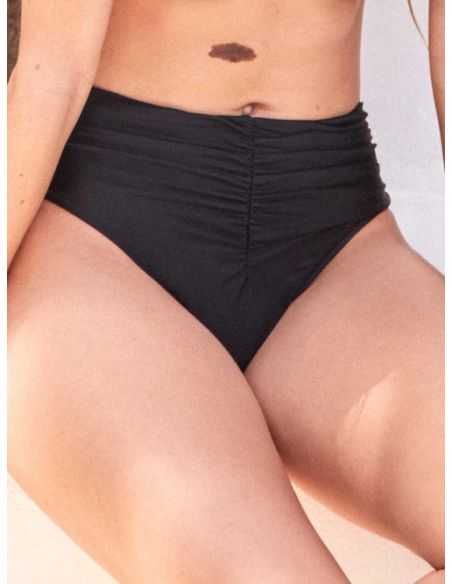 Braga bikini clásica alta Peppermint pierna alta negro verde