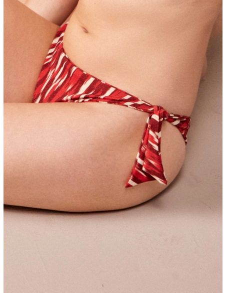 Braga bikini brasileña lazo Deep Sea estampado rayas granate crudo