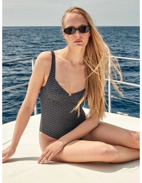 Bañador balconette Neroli estampado negro con aro foam extraíble