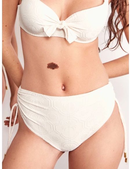 Braga bikini clásica alta Saltypalms estampado palmeras crudo negro regulable