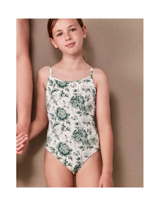Bañador tirantes niña estampado floral verde