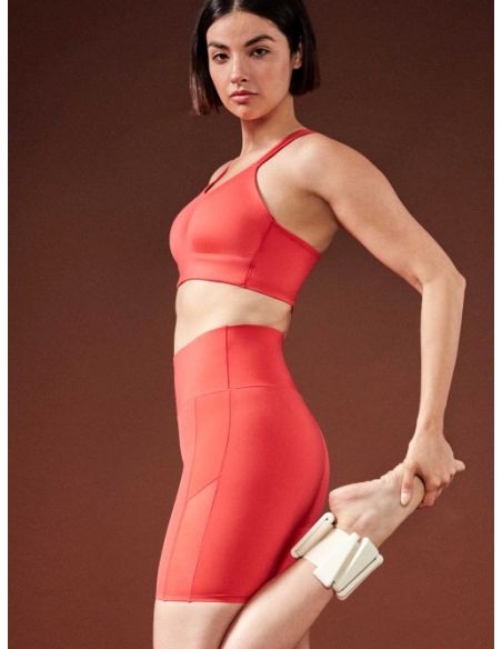 Legging biker ciclista con cintura moldeadora, de microfibra y tul