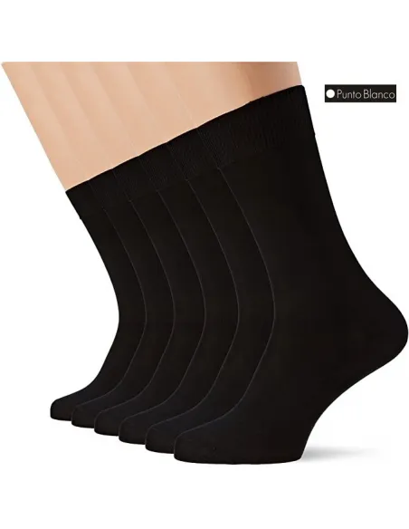 Pack 6 Calcetines punto Blanco Algodon 100 % algodon