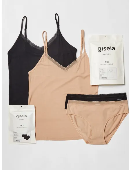 Pack ahorro 2 camisetas tirantes + 2 braguitas Modal Lenzing gisela