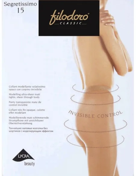 Panty Pack 2 transparente de 15 deniers de control invisible Filodoro