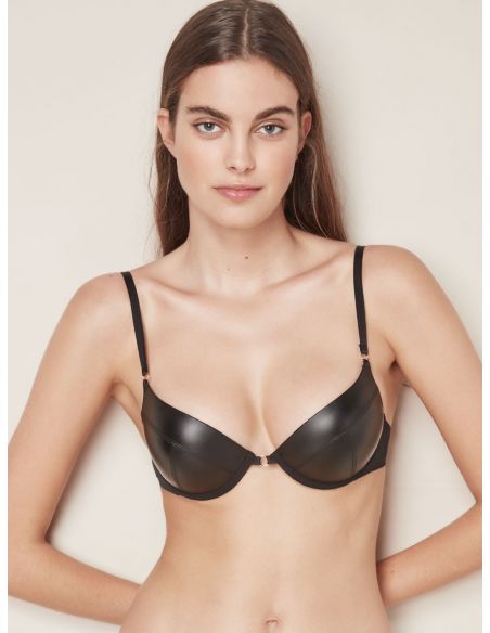 Conjunto efecto piel Push up retro lenceria femenina escote