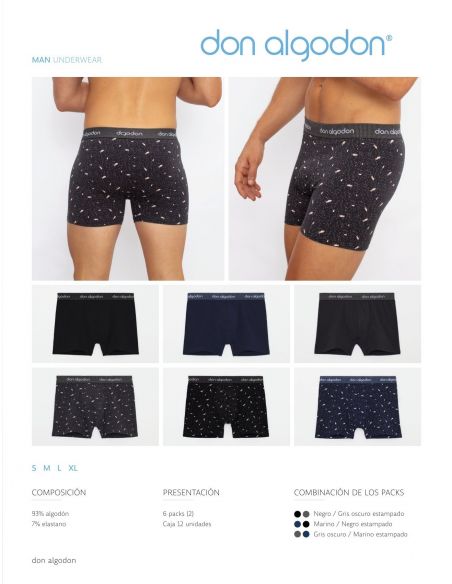 Pack de 6 boxer Don algodón ® surtidos colores
