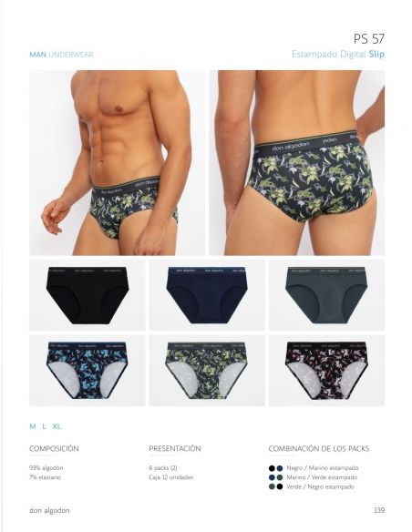 Pack de 6 Slips Don algodón ® estampado floral limitado