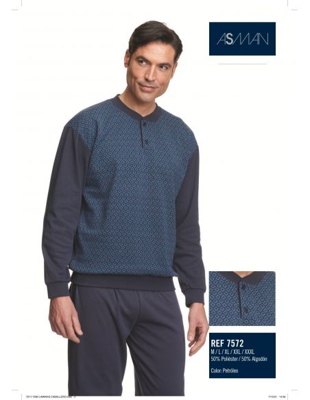 Pijama caballero liso tapeta assman cuello pico