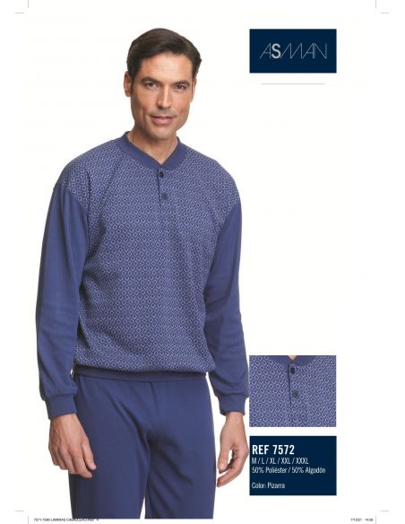 Pijama caballero liso tapeta assman cuello pico