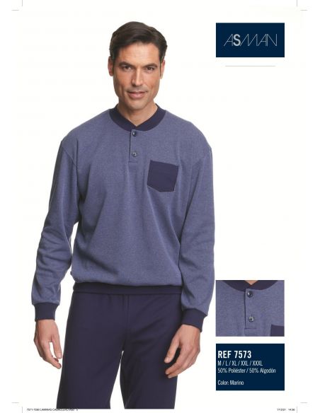 Pijama caballero liso bolsillo tapeta assman