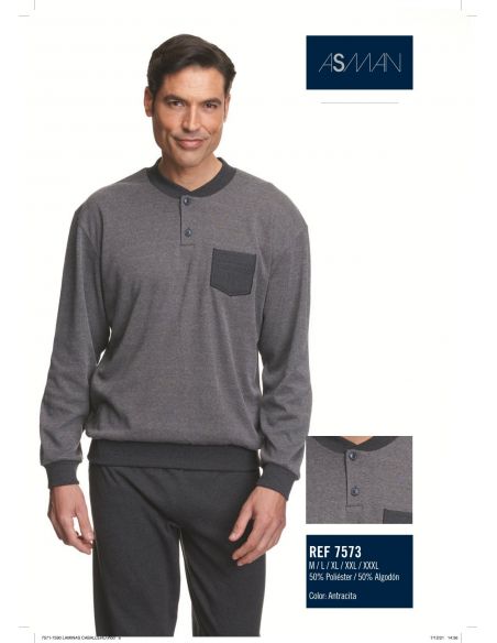 Pijama caballero liso bolsillo tapeta assman