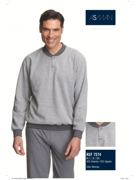 Pijama caballero puños con elastico tapeta assman