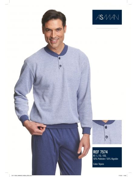 Pijama caballero puños con elastico tapeta assman