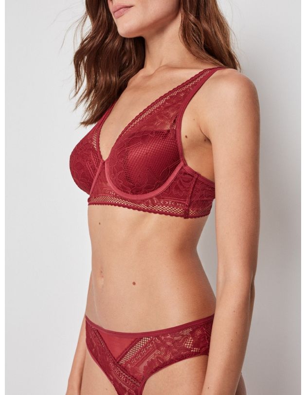 Conjunto especial rojo braga bikini rojo tull