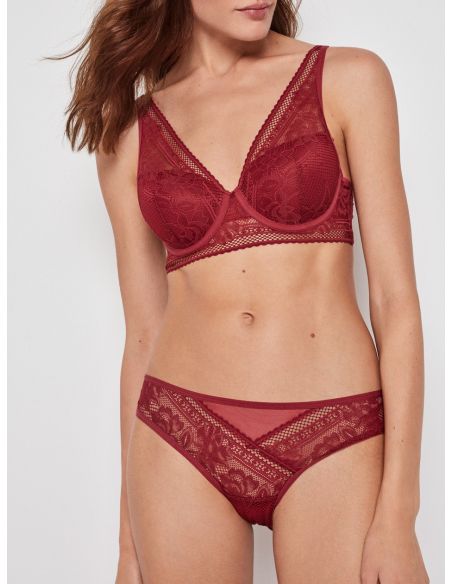 Conjunto especial rojo braga bikini rojo tull