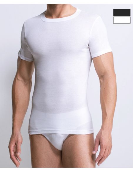 Camiseta punto 100% algodon manga corta cuello Redondo