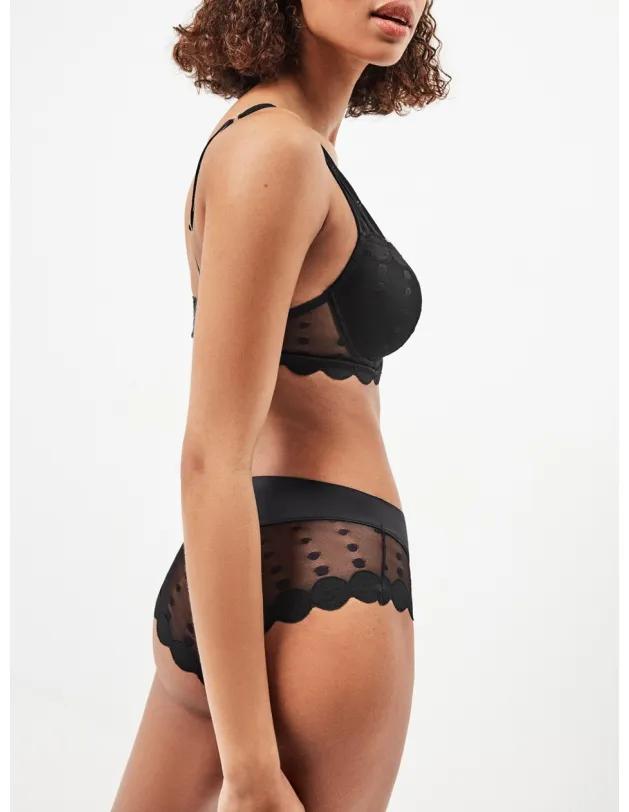 Conjunto con aros tull encaje braguita culotte...