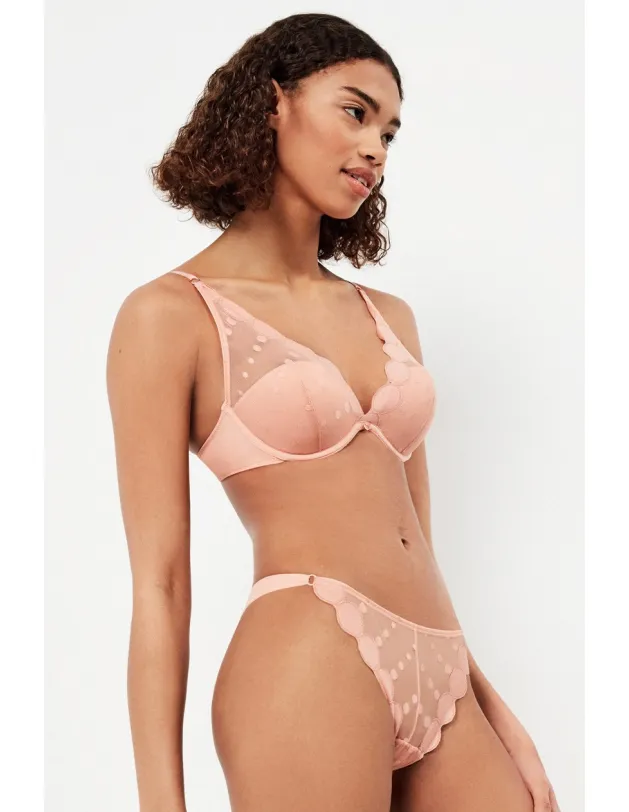 Conjunto con aros tull encaje braguita bikini...