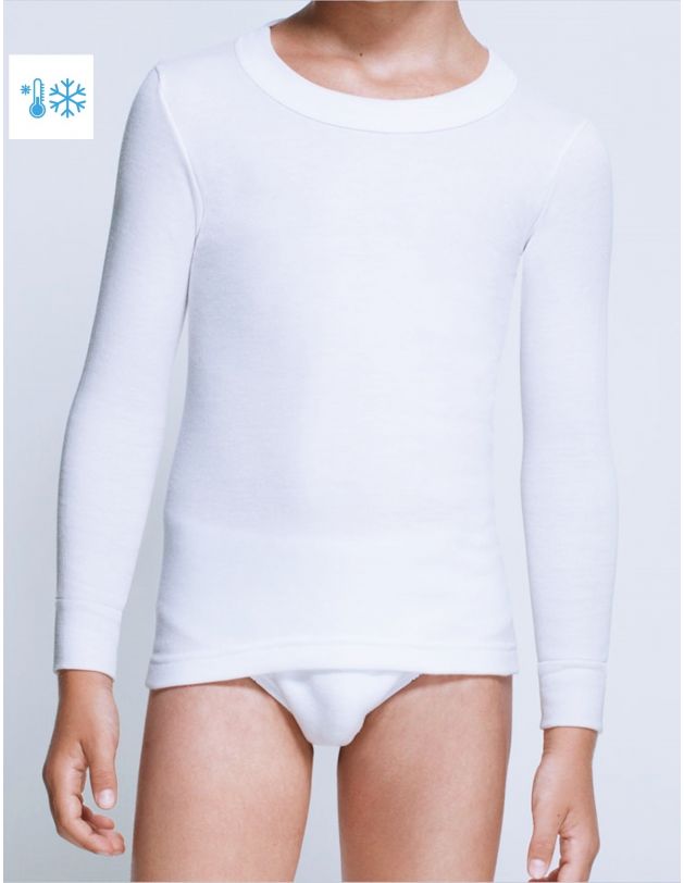 Comprar Camiseta termica Manga Larga Afelpada de niño 100% algodon