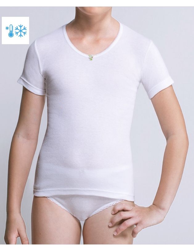 Camiseta interior térmica de hombre en blanco de manga corta
